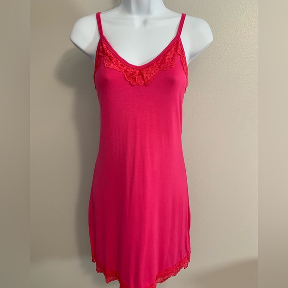 NWOT Aratta Lace-Trim Hot Pink Slip Dress with Adjustable Straps - Picture 14 of 16